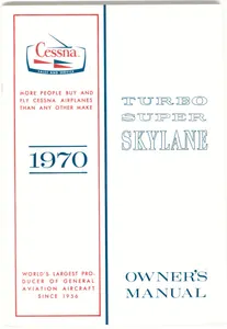 New Surplus 1970 Cessna TP206E Turbo Super Skylane Owner's Manual p/n D756-13